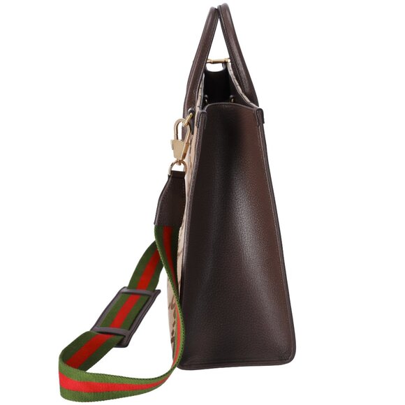 GUCCI Jumbo GG Tote Bag 678839 Beige Dark Brown Jacquard Leather - Picture 4 of 7